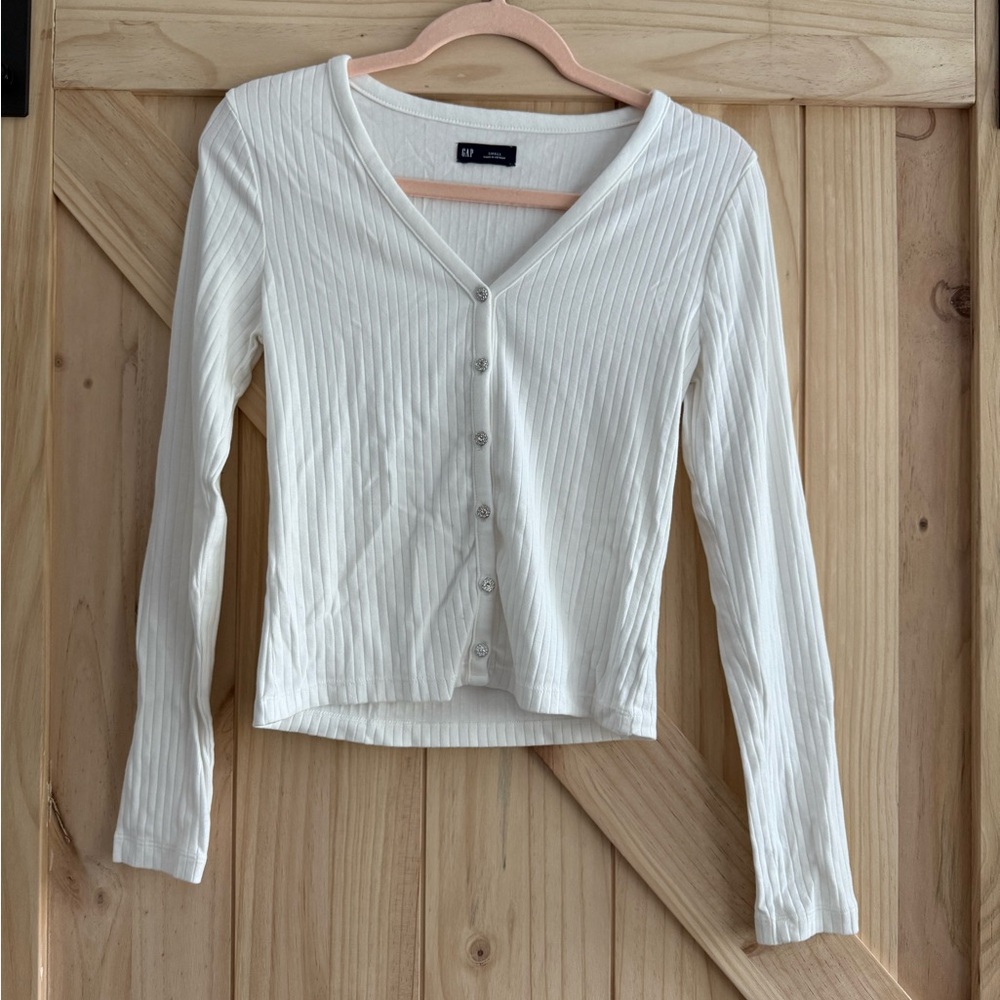 Never worn GAP White Ribbed Button Down Shirt